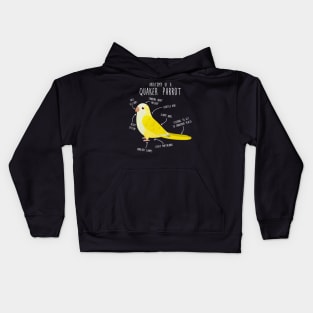 Anatomy of a Lutino Quaker Parrot Kids Hoodie